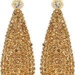 Moonstruck Costume Jewelry Women's Champagne Diamond Golden Dangle Drop Earrings